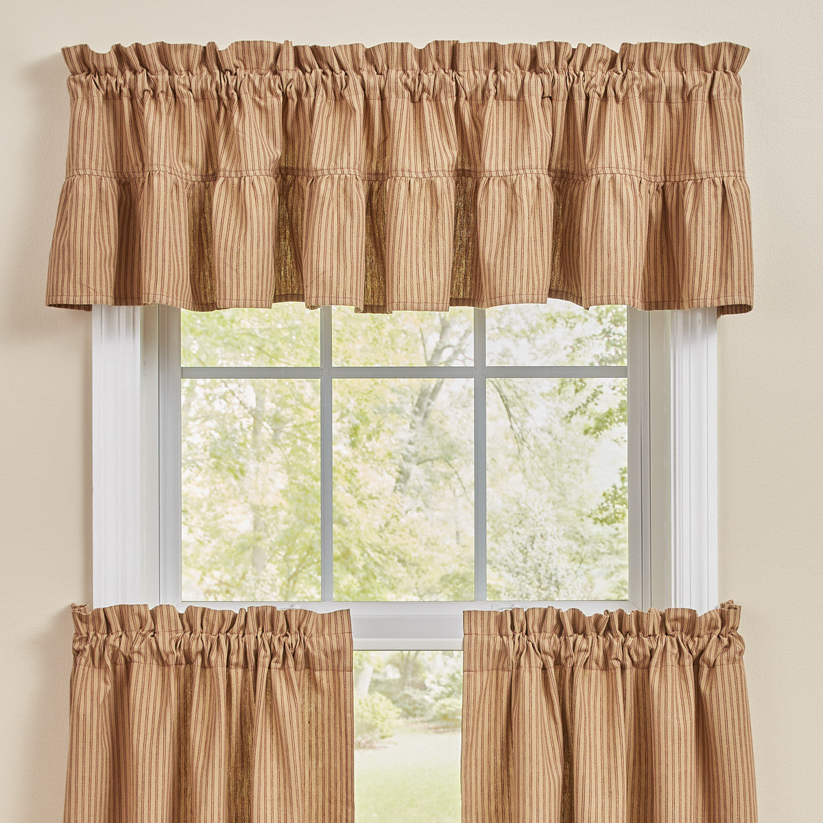 Sturbridge Ticking Ruffle Valance 14"L  Wine  Park Designs