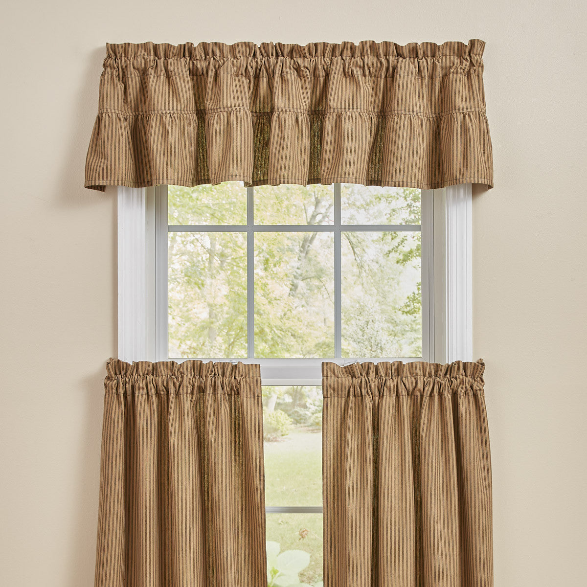 Sturbridge Ticking Ruffle Valance 14"L Black Park Designs - The Fox Decor