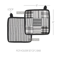 Sawyer Mill Black Pot Holder Set of 2 8x8 - The Fox Decor