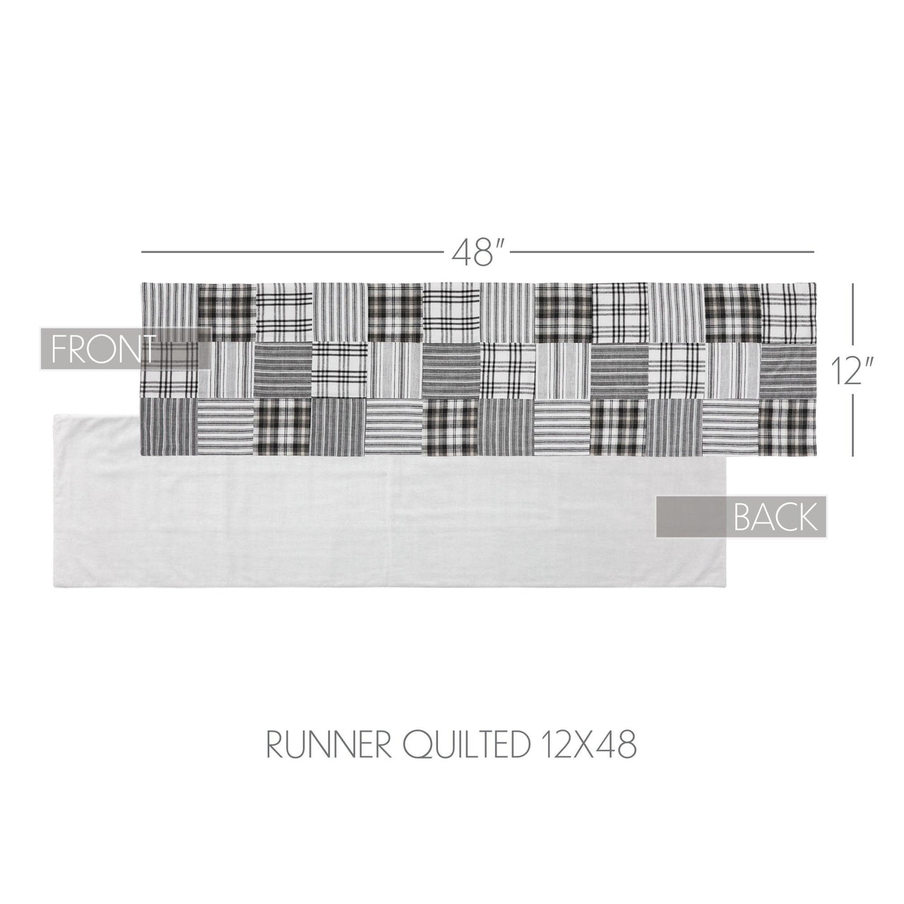 Sawyer Mill Black Runner Quilted 12x48 - The Fox Decor