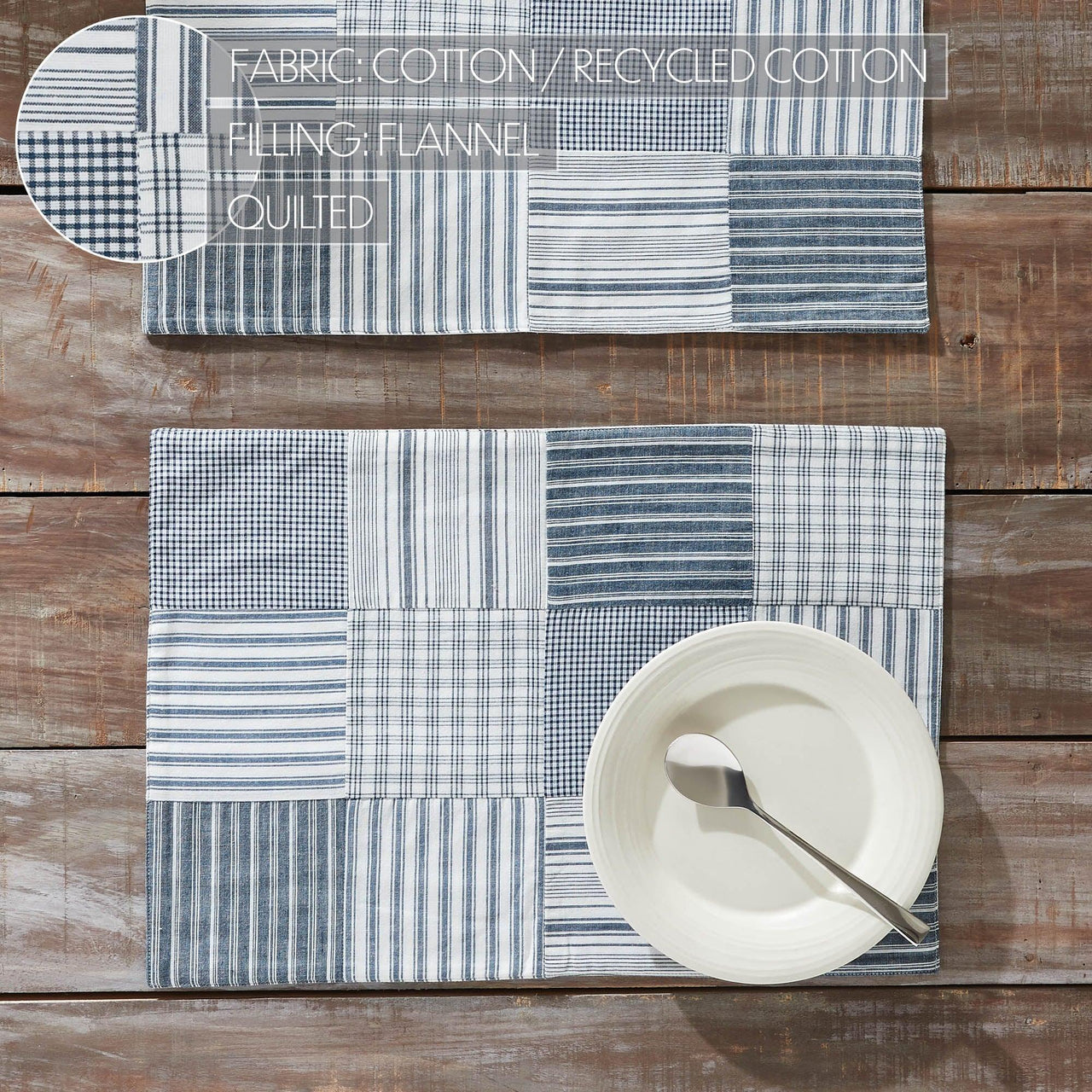 Sawyer Mill Blue Quilted Placemat Set of 2 13x19 - The Fox Decor