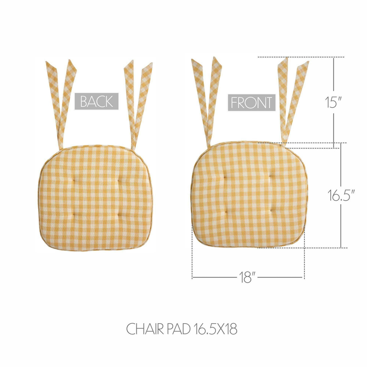 Golden Honey Check Chair Pad 16.5x18 - The Fox Decor