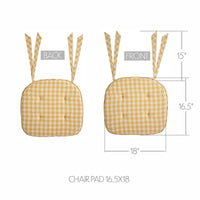 Golden Honey Check Chair Pad 16.5x18 - The Fox Decor