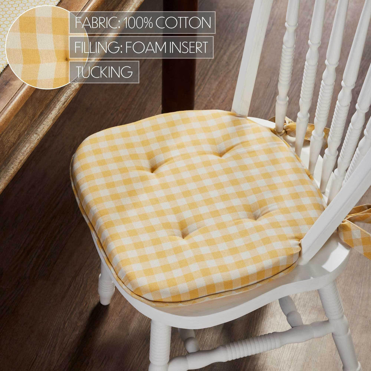 Golden Honey Check Chair Pad 16.5x18 - The Fox Decor