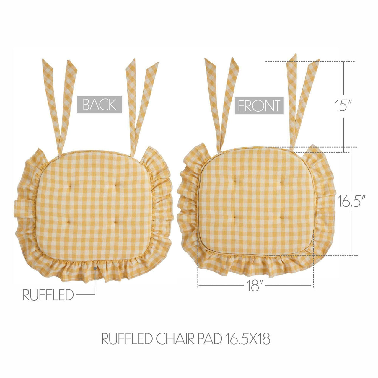 Golden Honey Ruffled Chair Pad 16.5x18 - The Fox Decor