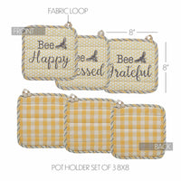 Buzzy Bees Pot Holder Set of 3 8x8 - The Fox Decor