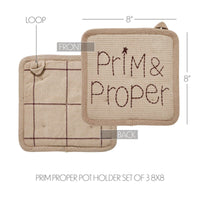 Connell Prim & Proper Pot Holder Set of 3 8x8 - The Fox Decor