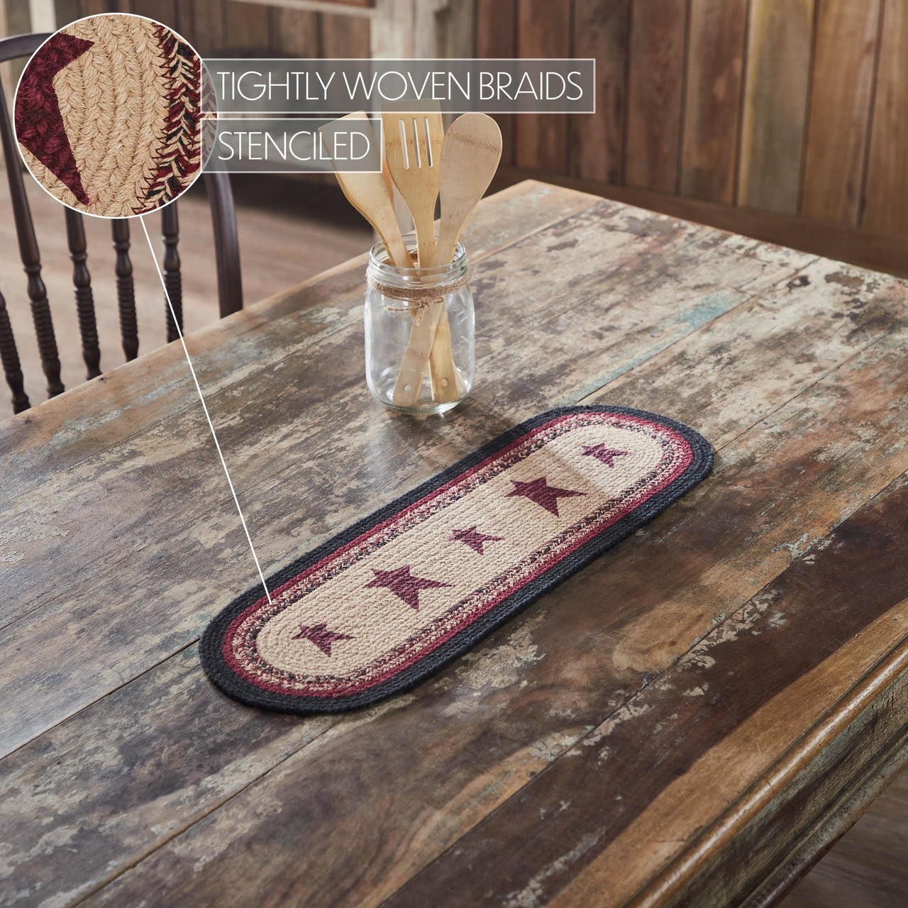 Connell Oval Runner Stencil Stars 8x24 - The Fox Decor