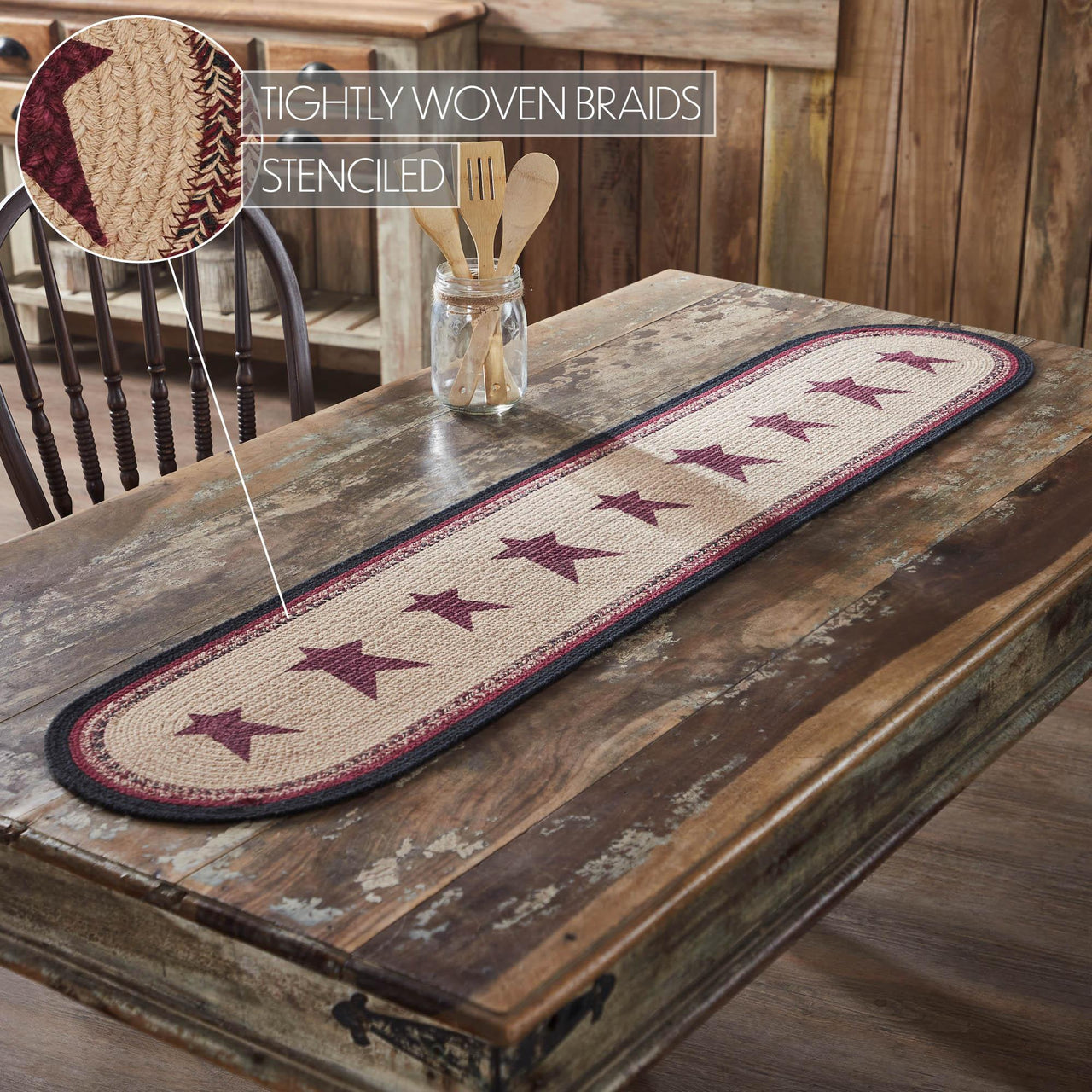 Connell Oval Runner Stencil Stars 12x60 - The Fox Decor