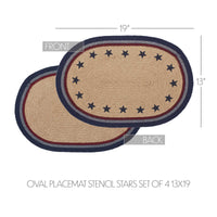 My Country Oval Placemat Stencil Stars Set of 4 13x19 - The Fox Decor