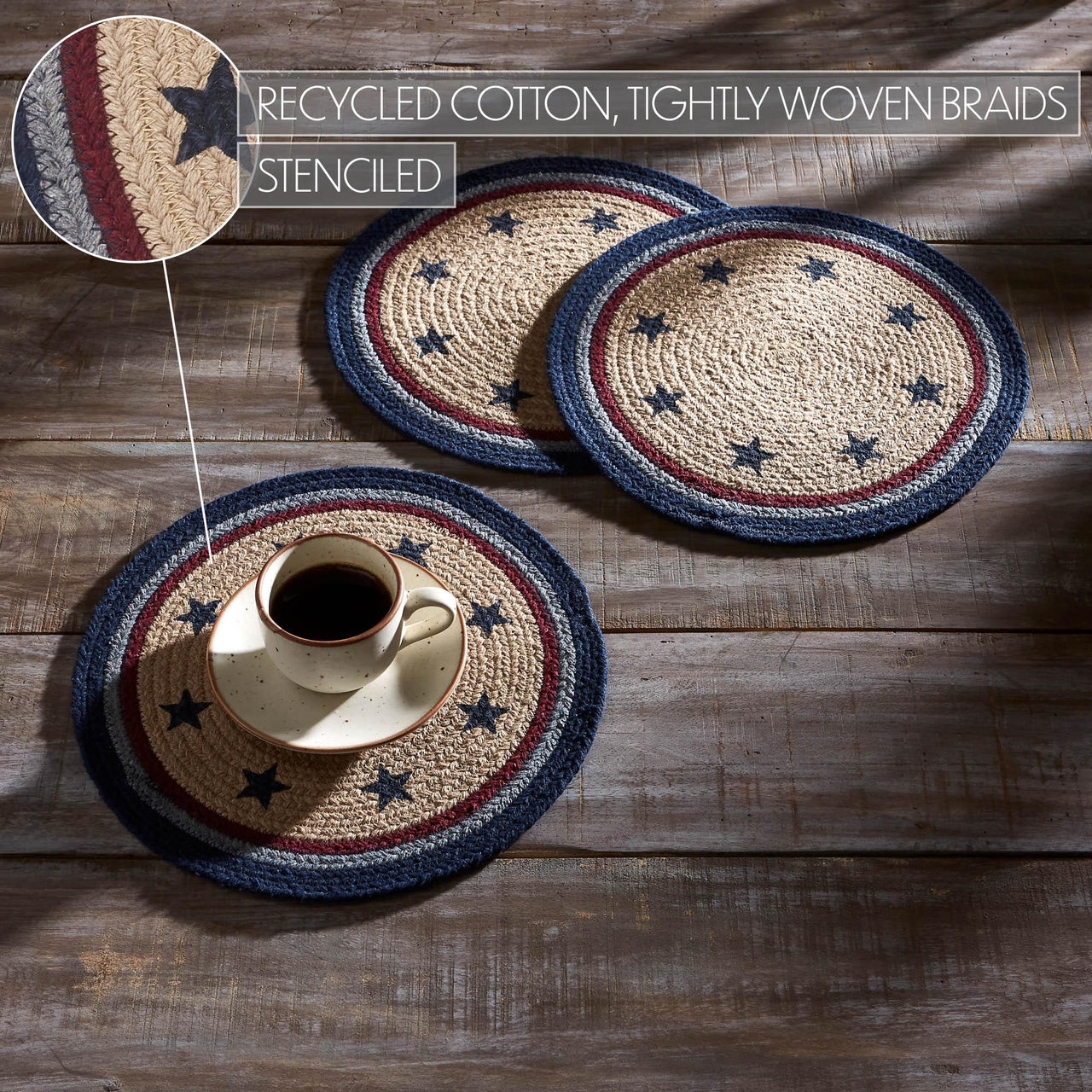 My Country Trivet Stencil Stars 12 inch Diameter Set of 3 - The Fox Decor