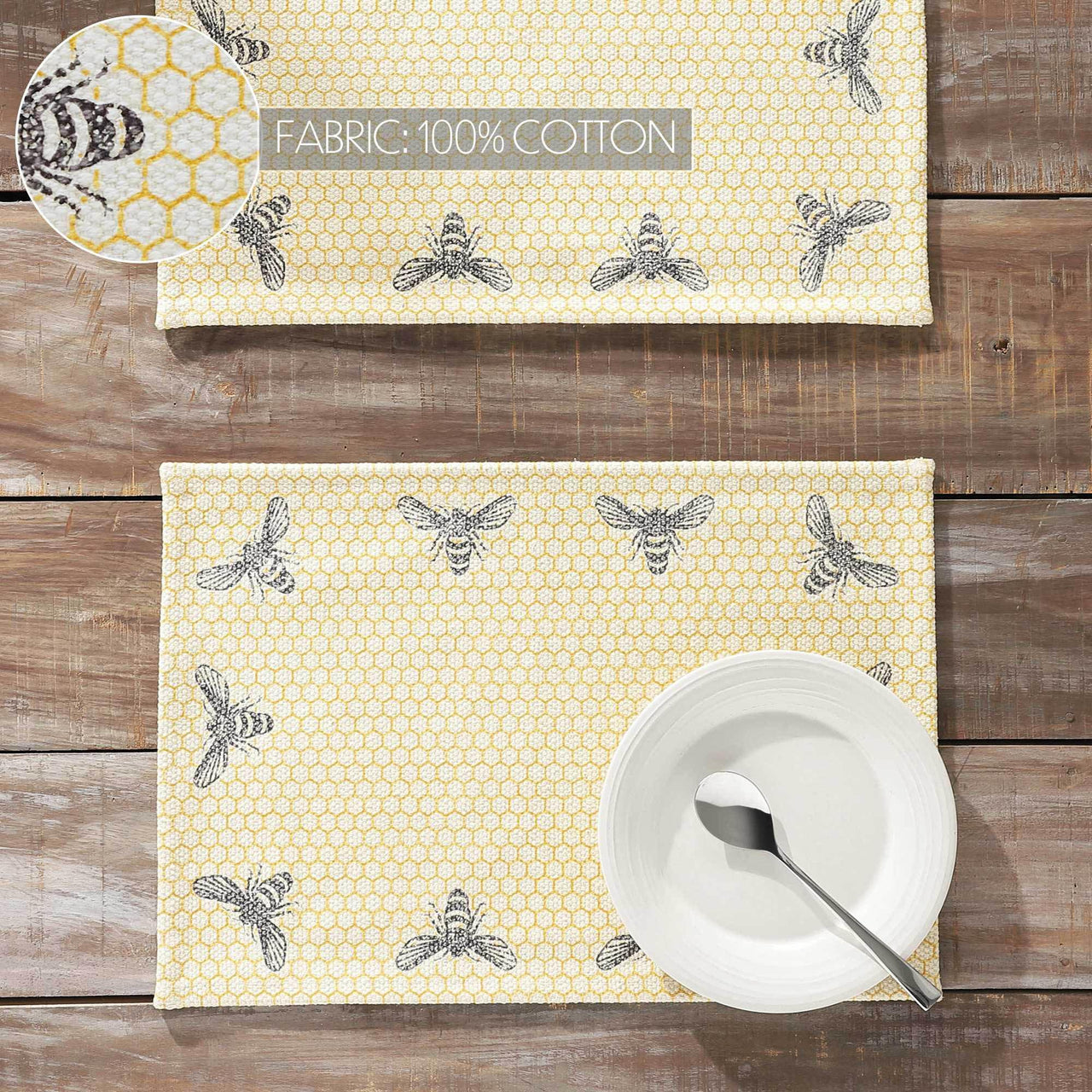 Buzzy Bees Placemat Set of 2 13x19 - The Fox Decor