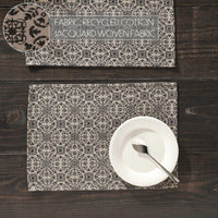 Custom House Black Tan Jacquard Placemat Set of 2 13x19 - The Fox Decor