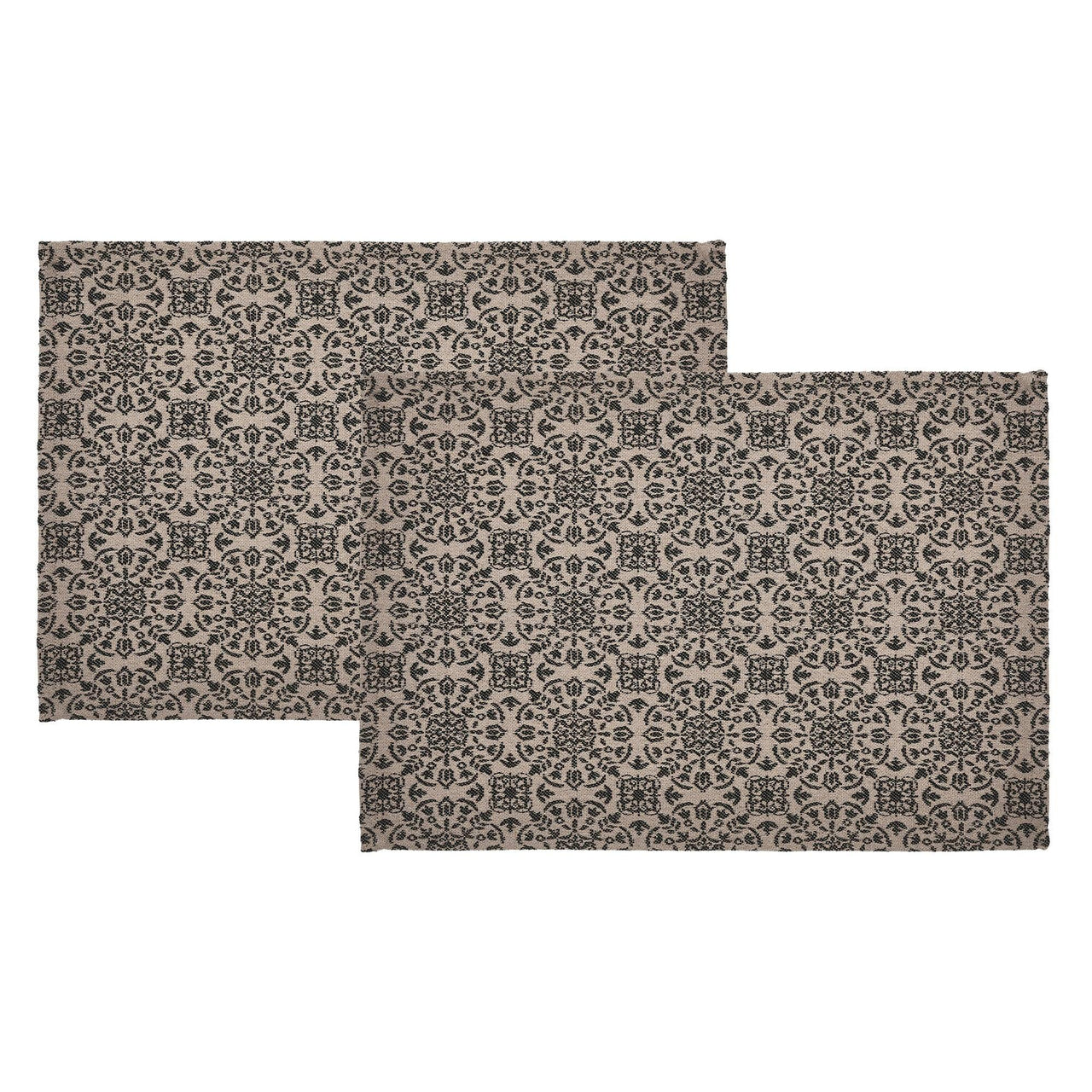 Custom House Black Tan Jacquard Placemat Set of 2 13x19 - The Fox Decor