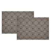 Custom House Black Tan Jacquard Placemat Set of 2 13x19 - The Fox Decor