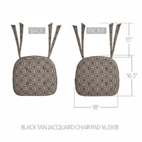 Thumbnail for Custom House Black Tan Jacquard Chair Pad 16.5x18 - The Fox Decor