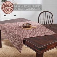 Custom House Burgundy Tan Jacquard Table Topper 42