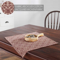 Custom House Burgundy Tan Jacquard Table Topper 20x20 - The Fox Decor