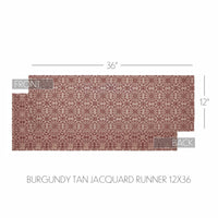 Thumbnail for Custom House Burgundy Tan Jacquard Runner 12x36 - The Fox Decor