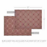 Custom House Burgundy Tan Jacquard Placemat Set of 2 13x19 - The Fox Decor