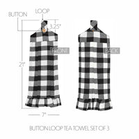 Annie Buffalo Check Black Button Loop Tea Towel Set of 3 - The Fox Decor