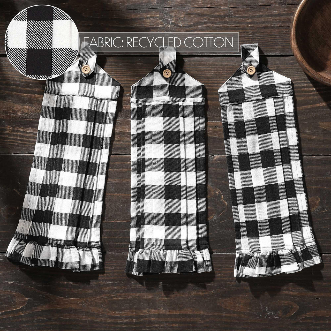 Annie Buffalo Check Black Button Loop Tea Towel Set of 3 - The Fox Decor