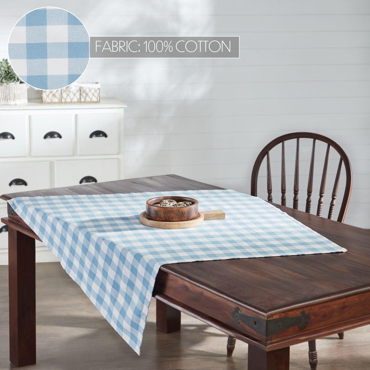 Annie Buffalo Check Blue Table Topper 40x40 - The Fox Decor