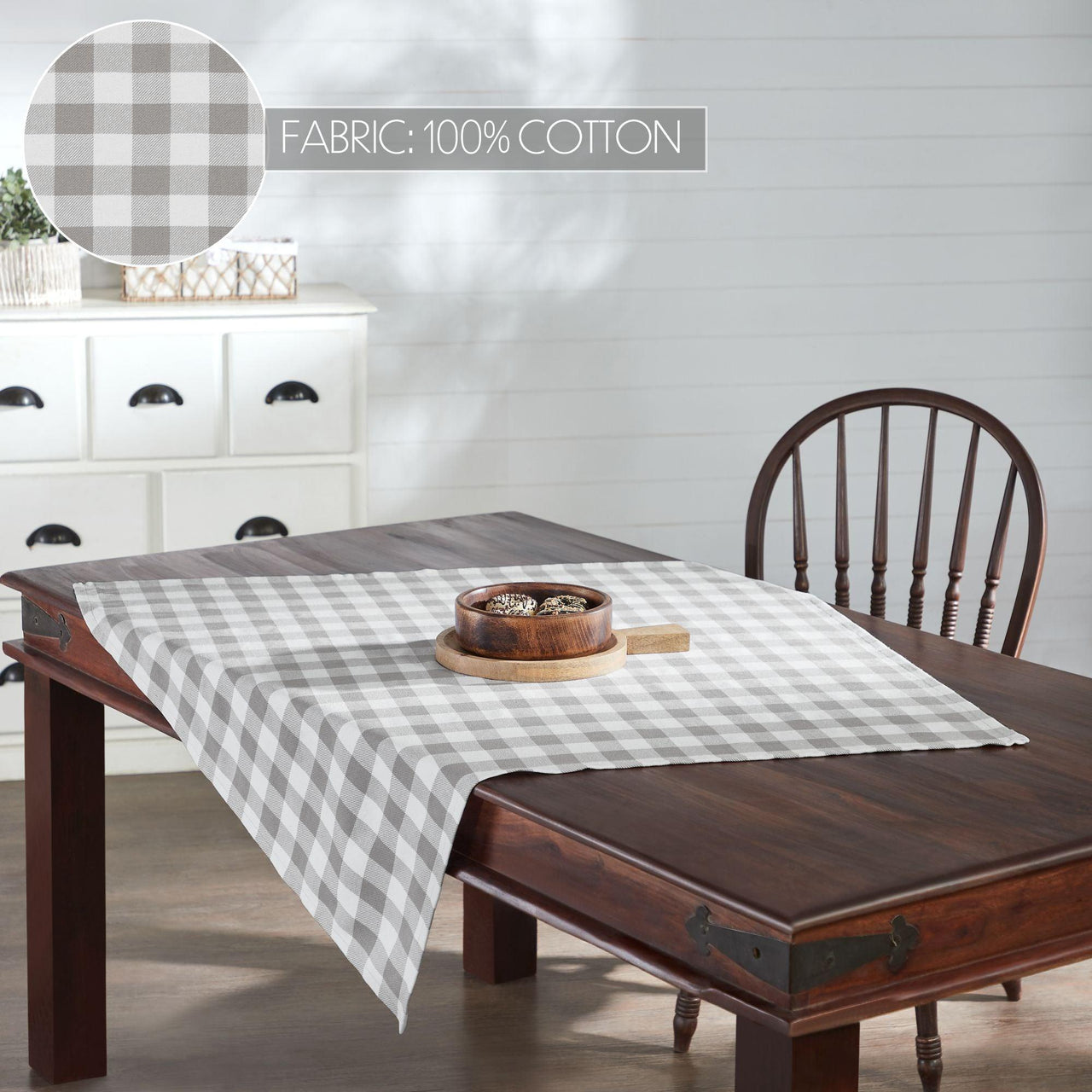 Annie Buffalo Check Grey Table Topper 40x40 - The Fox Decor