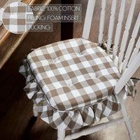 Thumbnail for Annie Buffalo Check Portabella Ruffled Chair Pad 16.5x18 - The Fox Decor