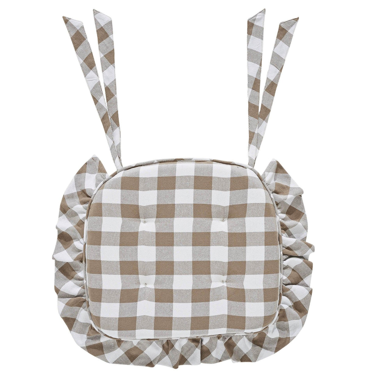 Annie Buffalo Check Portabella Ruffled Chair Pad 16.5x18 - The Fox Decor