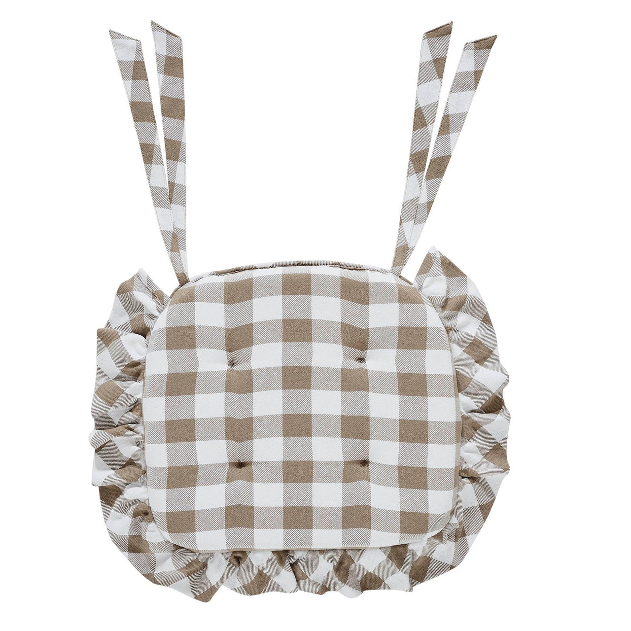 Annie Buffalo Check Portabella Ruffled Chair Pad 16.5x18 - The Fox Decor