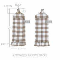 Annie Buffalo Check Portabella Button Loop Tea Towel Set of 3 - The Fox Decor