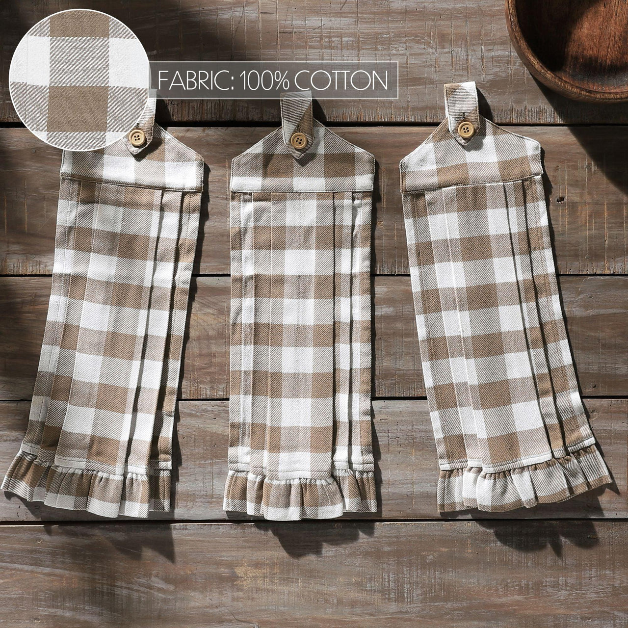 Annie Buffalo Check Portabella Button Loop Tea Towel Set of 3 - The Fox Decor