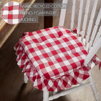 Thumbnail for Annie Buffalo Check Red Ruffled Chair Pad 16.5x18 - The Fox Decor