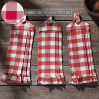 Thumbnail for Annie Buffalo Check Red Button Loop Tea Towel Set of 3 - The Fox Decor