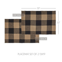 Black Check Placemat Set of 2 13x19 - The Fox Decor