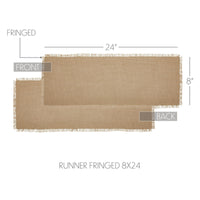 Thumbnail for Burlap Natural Runner Fringed 8x24 - The Fox Decor