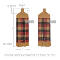 Heritage Farms Primitive Check Button Loop Tea Towel Set of 3 - The Fox Decor