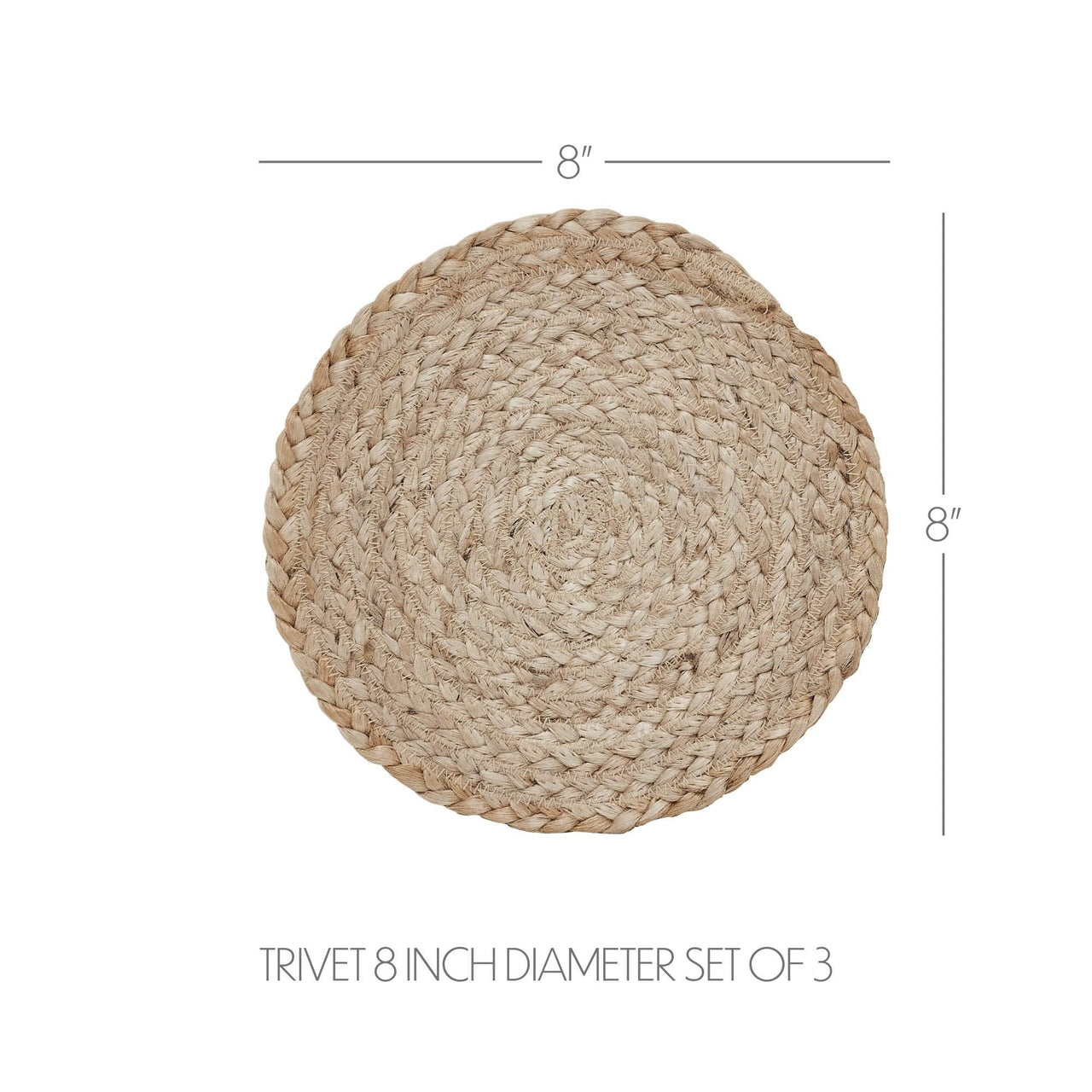 Natural Jute Trivet 8 inch Diameter Set of 3 - The Fox Decor