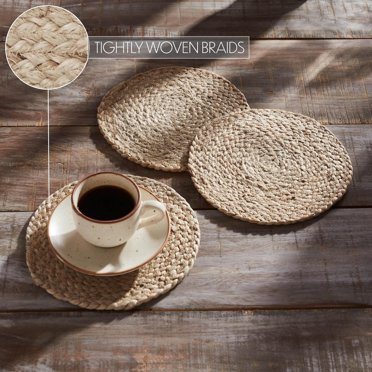 Natural Jute Trivet 8 inch Diameter Set of 3 - The Fox Decor