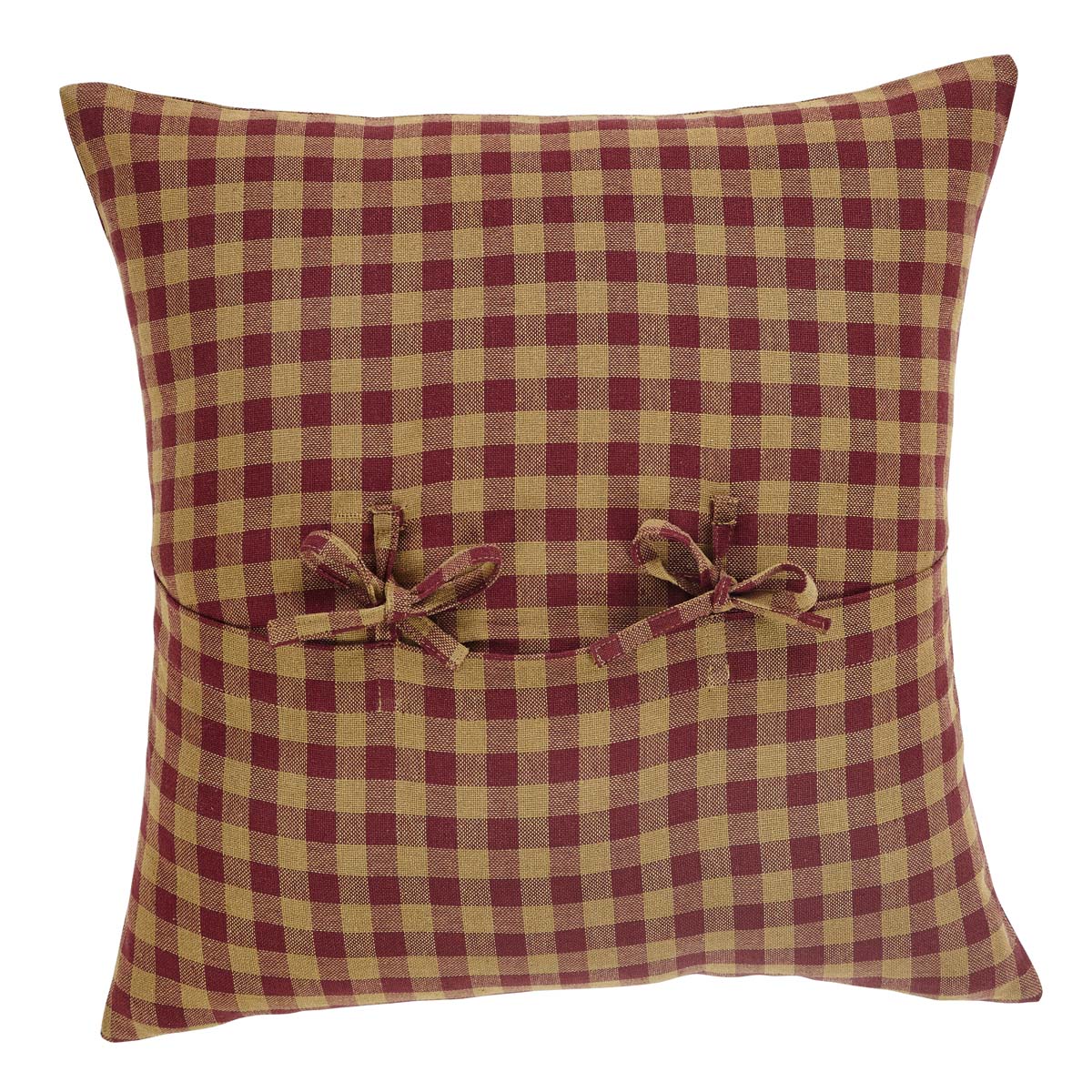 Burgundy Check Fabric Pillow 16"