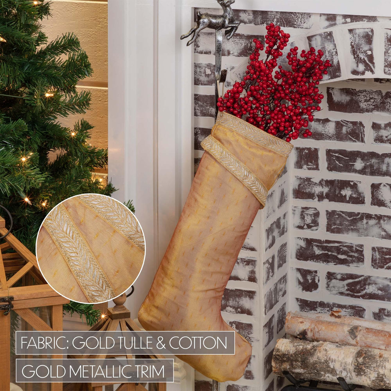 Tinsel Stocking 11x20 VHC Brands - The Fox Decor