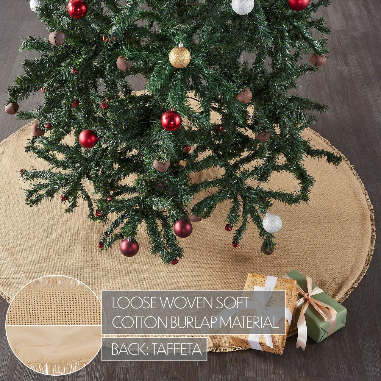 Yuletide Burlap Tan Tree Skirt 48 VHC Brands