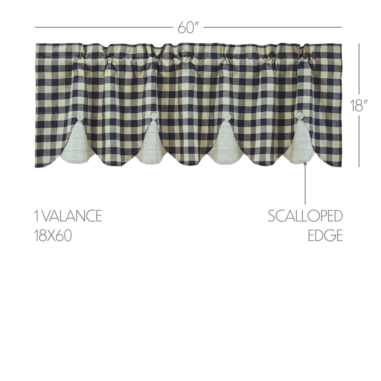 My Country Scalloped Layered Valance 18x60 - The Fox Decor