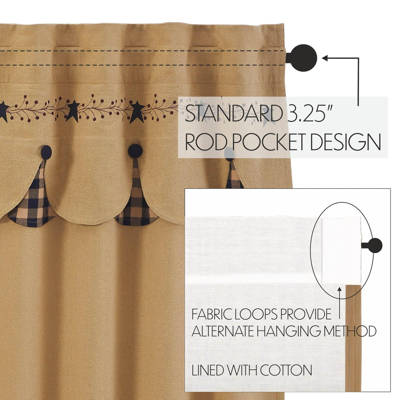 Pip Vinestar Scalloped Layered Swag Set of 2 36x36x16 - The Fox Decor