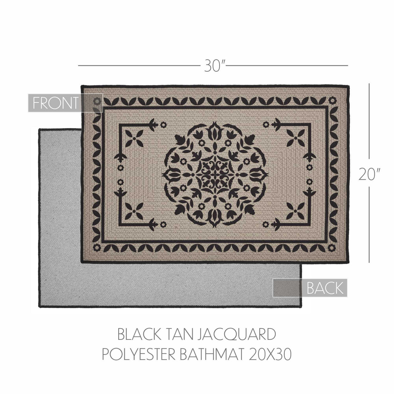 Custom House Black Tan Jacquard Polyester Bathmat 20x30 - The Fox Decor