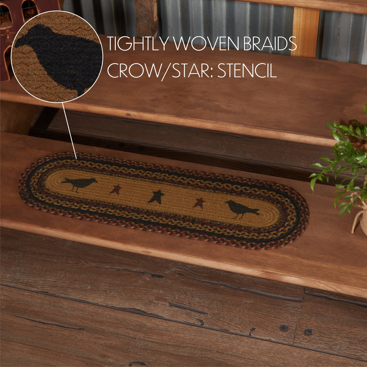 Heritage Farms Crow Jute Stair Tread Oval Latex 8.5x27 VHC Brands