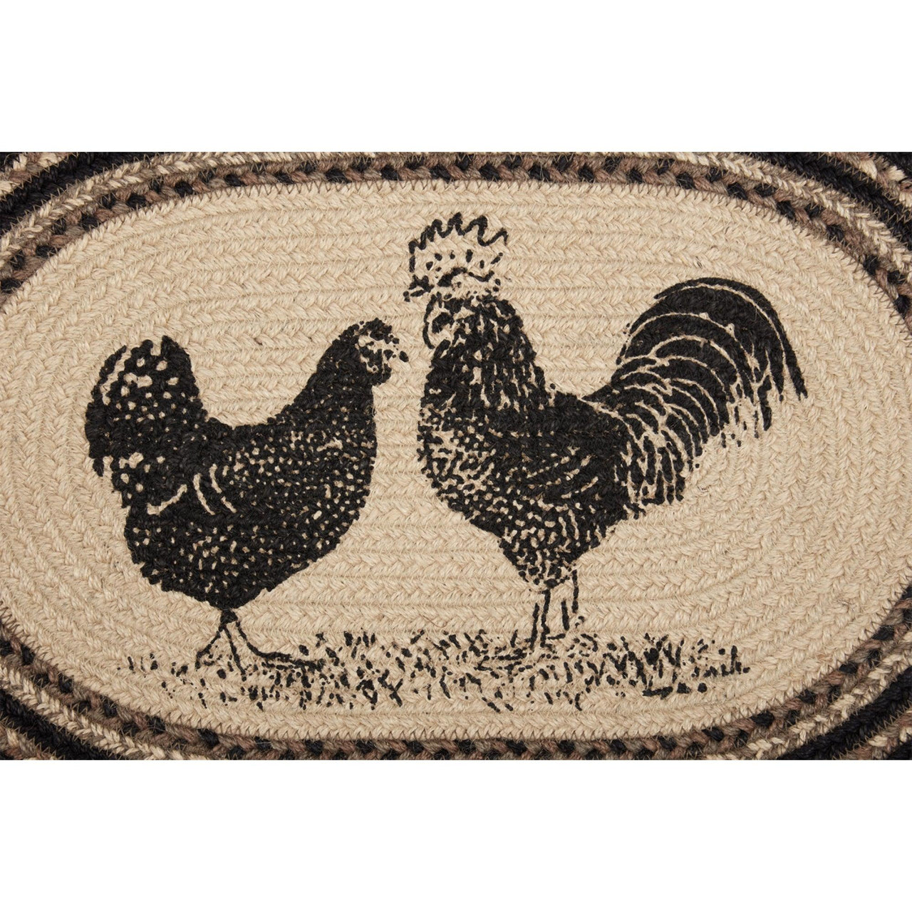 Sawyer Mill Charcoal Poultry Jute Braided Placemat Set of 6