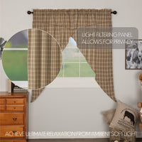 Sawyer Mill Charcoal Plaid Prairie Short Panel Curtain Set of 2 63x36x18