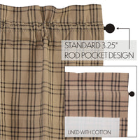 Sawyer Mill Charcoal Plaid Prairie Short Panel Curtain Set of 2 63x36x18
